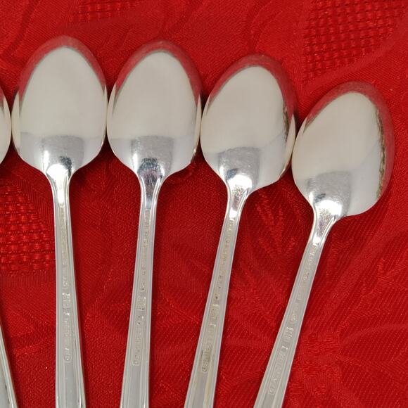 8pc Teaspoons May Queen Holmes & Edwards Silverplate Flatware Monogram "N" - Picture 9 of 12